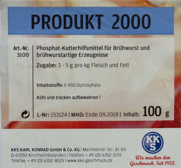 KKS Produkt 2000 Kutterhilfsmittel Diphosphat Bindemittel 100g